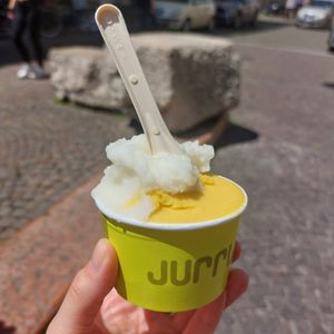 Lemon and exotico ice cream at L'arte del Gelato in Verona