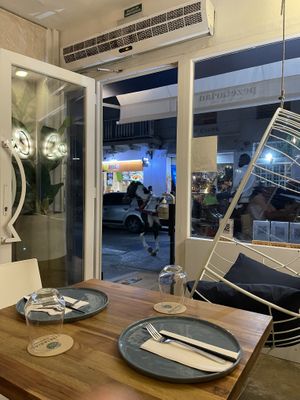 View to outside at Pezetarian in Cartagena