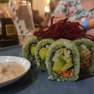 Vegan sushi rolls at Pezetarian in Cartagena