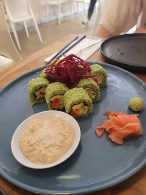 amazing veggie sushi, just the sauce tasted weird at Pezetarian in Cartagena