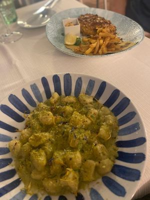 Gnocchi mit Pistaziencreme at Perla Blu in La Maddalena