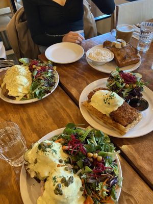 bene french toast n schnitzel  at Chickpea Restaurant in Vancouver