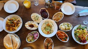 Hafla. A little bif of everything for $26. I love the chickpea fries and Israeli salad at Chickpea Restaurant in Vancouver