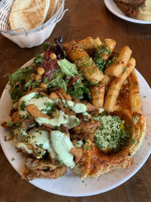 Calamachick platter  at Chickpea Restaurant in Vancouver