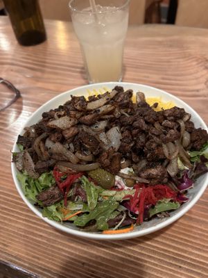 Vegan steak dish  at Chickpea Restaurant in Vancouver