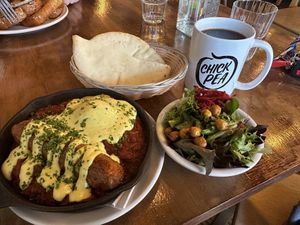 Breakfast shakshuka- so delicious!   at Chickpea Restaurant in Vancouver