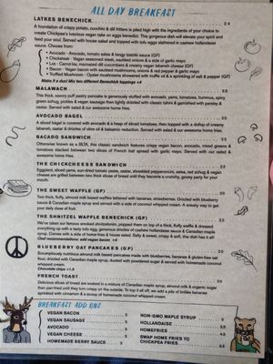 Menu at Chickpea Restaurant in Vancouver