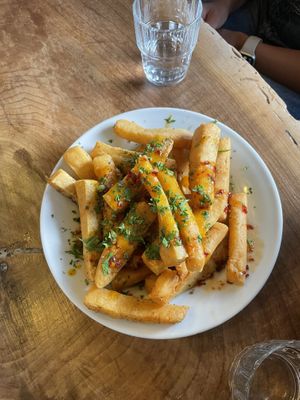 Chickpea fries!!!  at Chickpea Restaurant in Vancouver