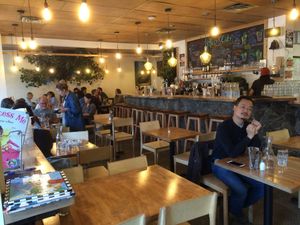 Spacious interior at Chickpea Restaurant in Vancouver