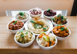 Salatim-Add the colours of the rainbow to your table with our assortment of delicious side salads. at Chickpea Restaurant in Vancouver