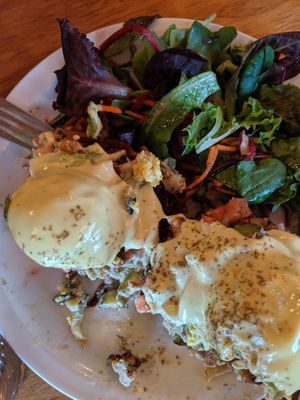 Eggs Benechick, wow! Order this!!! at Chickpea Restaurant in Vancouver