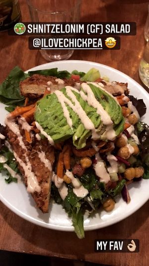 Shnitzelonim salad at Chickpea Restaurant in Vancouver