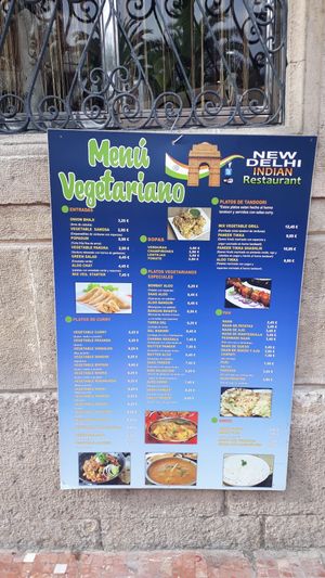 the vegetarian menu. at New Delhi in Alicante