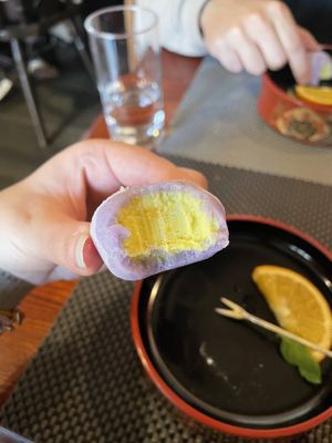 Passionfruit mochi   at Itadakizen in Shrewsbury