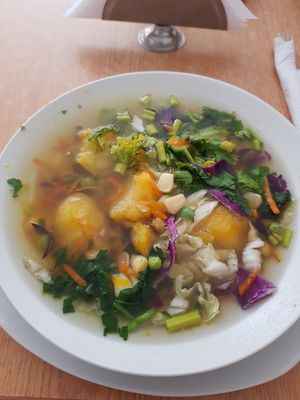 Sopa de verduras at Govinda in Chiclayo