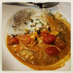 The coconut curry. Very yummy.  at Magnolias in Charleston