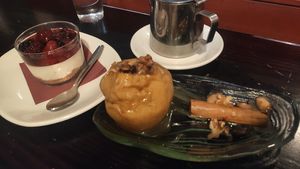 Baked apple dessert at La Bartola in Sevilla