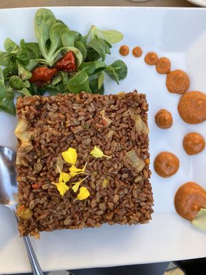 Plazo de arroz con salsa romesco #Veganuary at La Bartola in Sevilla