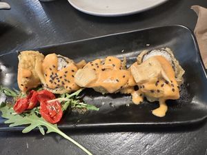 Vegetable tempura sushi   at La Bartola in Sevilla