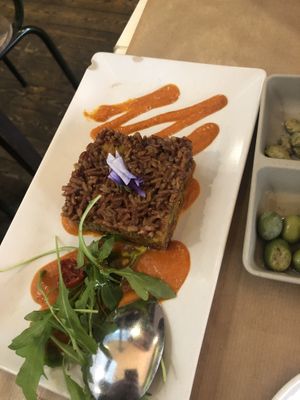 Thai rice with romescu sauce   at La Bartola in Sevilla