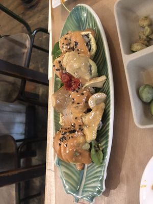 Sushi tempura with mushrooms  at La Bartola in Sevilla