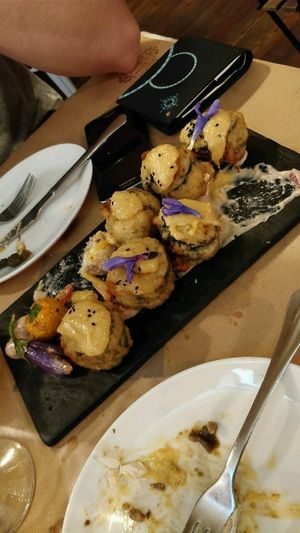 Vegan fried sushi  at La Bartola in Sevilla