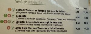 Vegan menu  at La Bartola in Sevilla