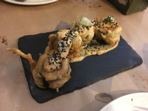 vegan deep fried sushi at La Bartola in Sevilla