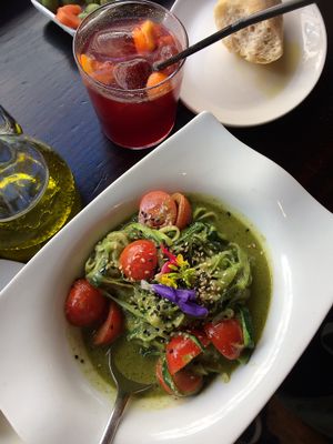 Zucchini pasta with pesto at La Bartola in Sevilla