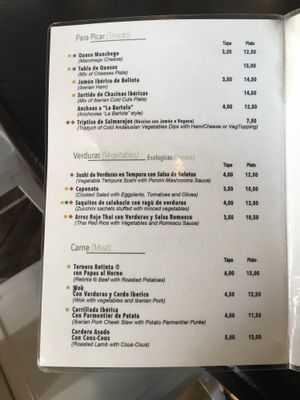 Red diamond means vegan at La Bartola in Sevilla