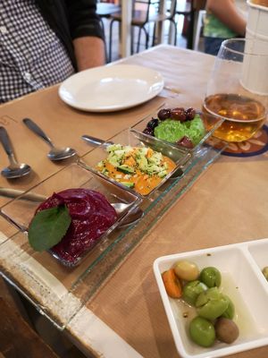 Vegan version of the Andalusian dips at La Bartola in Sevilla