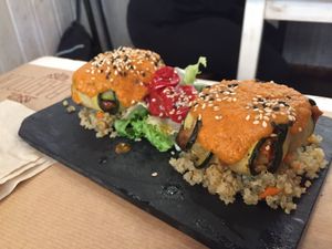 Saquitos de calabacin  at La Bartola in Sevilla