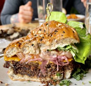 Double vegan burger   at True Food Kitchen in King Of Prussia