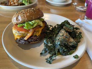 Vegan double cheeseburger with a kale salad   at True Food Kitchen in King Of Prussia
