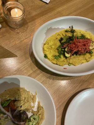 Coliflower polenta with hummus (without feta cheese) at True Food Kitchen in King Of Prussia