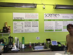 Wall menu at Screme Gelato Bar in New York City