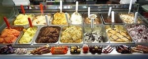 Scremes Gelato Case at Screme Gelato Bar in New York City