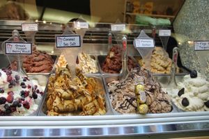 Scremes Gelato Case at Screme Gelato Bar in New York City