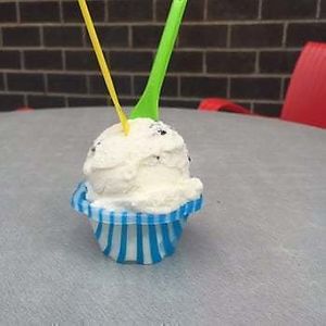 Small scoop of Scremes Mint Chip  at Screme Gelato Bar in New York City