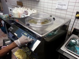 Gelato being made at Screme Gelato Bar in New York City