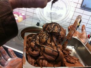 Gelato being made at Screme Gelato Bar in New York City