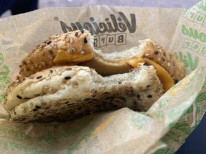 Croque monsieur (a toasted sandwich with vegan Mayo, vegan ham, and vegan cheese) at Velicious Burger in Strasbourg