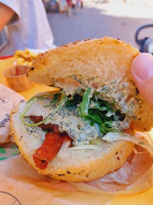 Gigolo Burger with rather small patty at Velicious Burger in Strasbourg