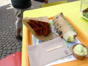 Sweet potato fries and the wrap at Velicious Burger in Strasbourg