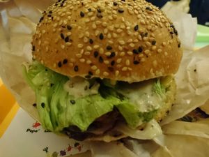 The mushroom burger  at Velicious Burger in Strasbourg