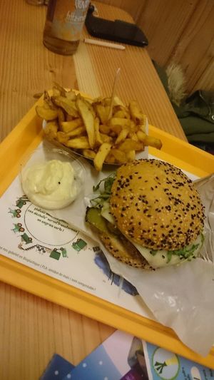 Burger Gigolo with fries and "Veganaise" at Velicious Burger in Strasbourg