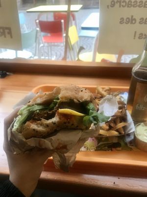 They had swings and we ate while swinging and watching outside. Nice experience. at Velicious Burger in Strasbourg