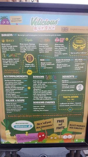 French Menu at Velicious Burger in Strasbourg