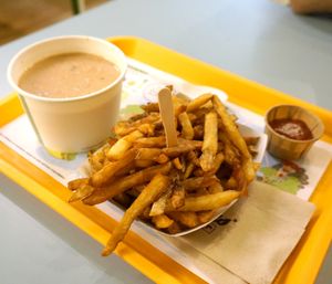 Gaspacho + Fries at Velicious Burger in Strasbourg