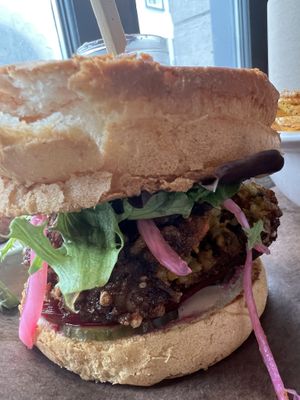 Le Jardin - bun isn’t great but the rest is so Flavorful you won’t even care lol    at Chic Shack in Quebec